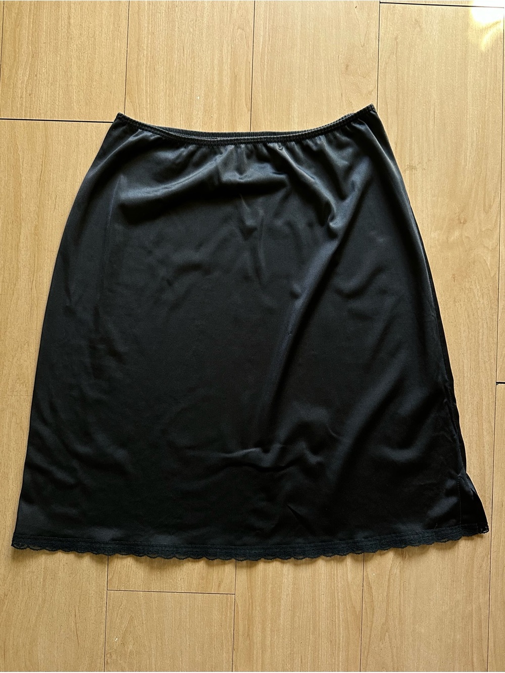 Vintage Sears Slip Skirt Black Nylon Half Women Lace Trim Size Medium Coquette